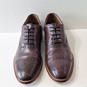Johnston & Murphy Burgundy Italian Calfskin Conard Preppy Wingtip Oxfords Size 8